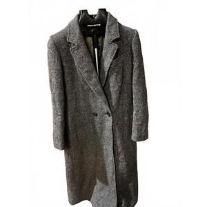 Vintage Tweed Wool Long Coat Belted Women’s Small